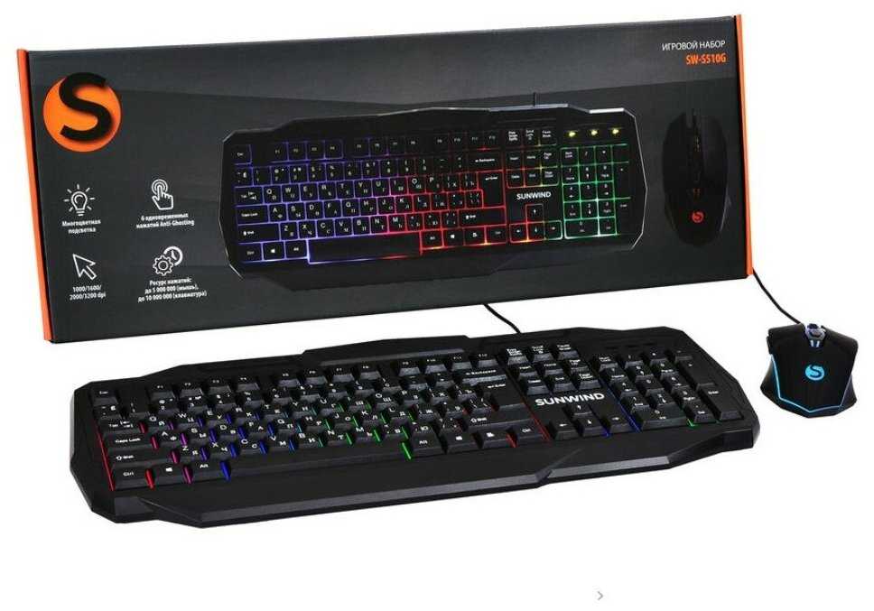 Комплект (клавиатура+мышь) SUNWIND SW-S510G, USB, проводной, черный фотография 1