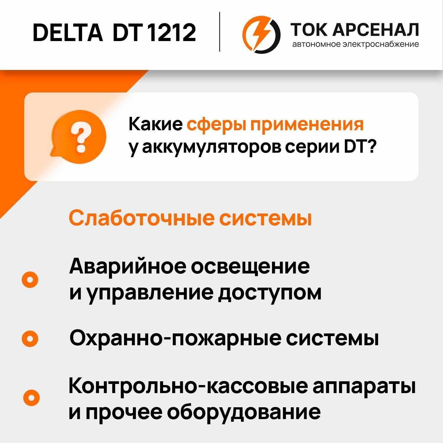 Аккумуляторная батарея DELTA Battery DT 1212 (12В) фотография 19