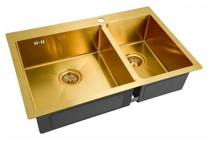 Врезная кухонная мойка ZorG Sanitary SZR 78-2-51 L BRONZE, 51х78см, нержавеющая сталь
