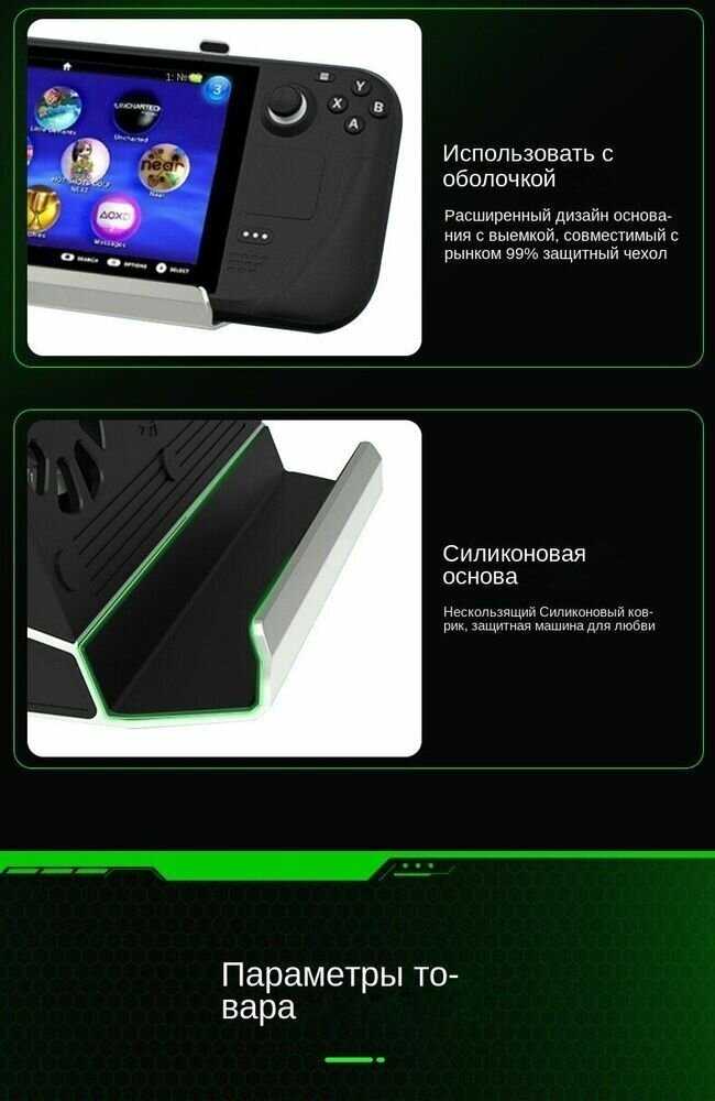 Док-станция Steam Deck Охлаждающий вентилятор Зарядная база USB HDMI HD 4K60HZ (10 в 1) фотография 5