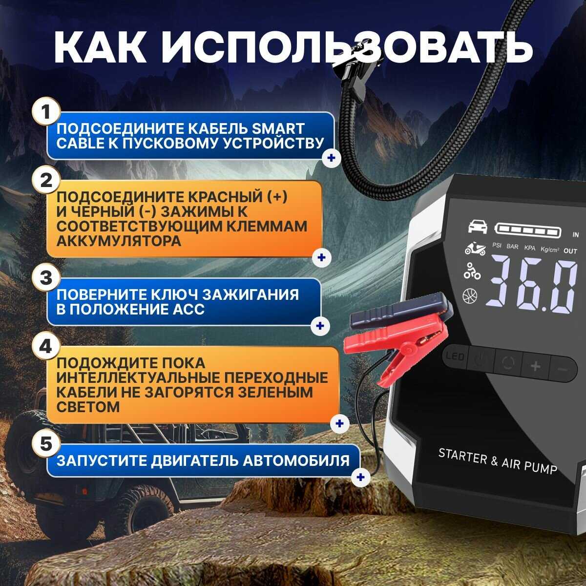 Пусковое устройство Пусковое устройство (20000 мАч, 3000А) фотография 4