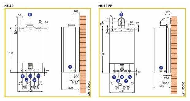 Конвекционный газовый котел De Dietrich ZENA MS 24 MI FF фотография 10