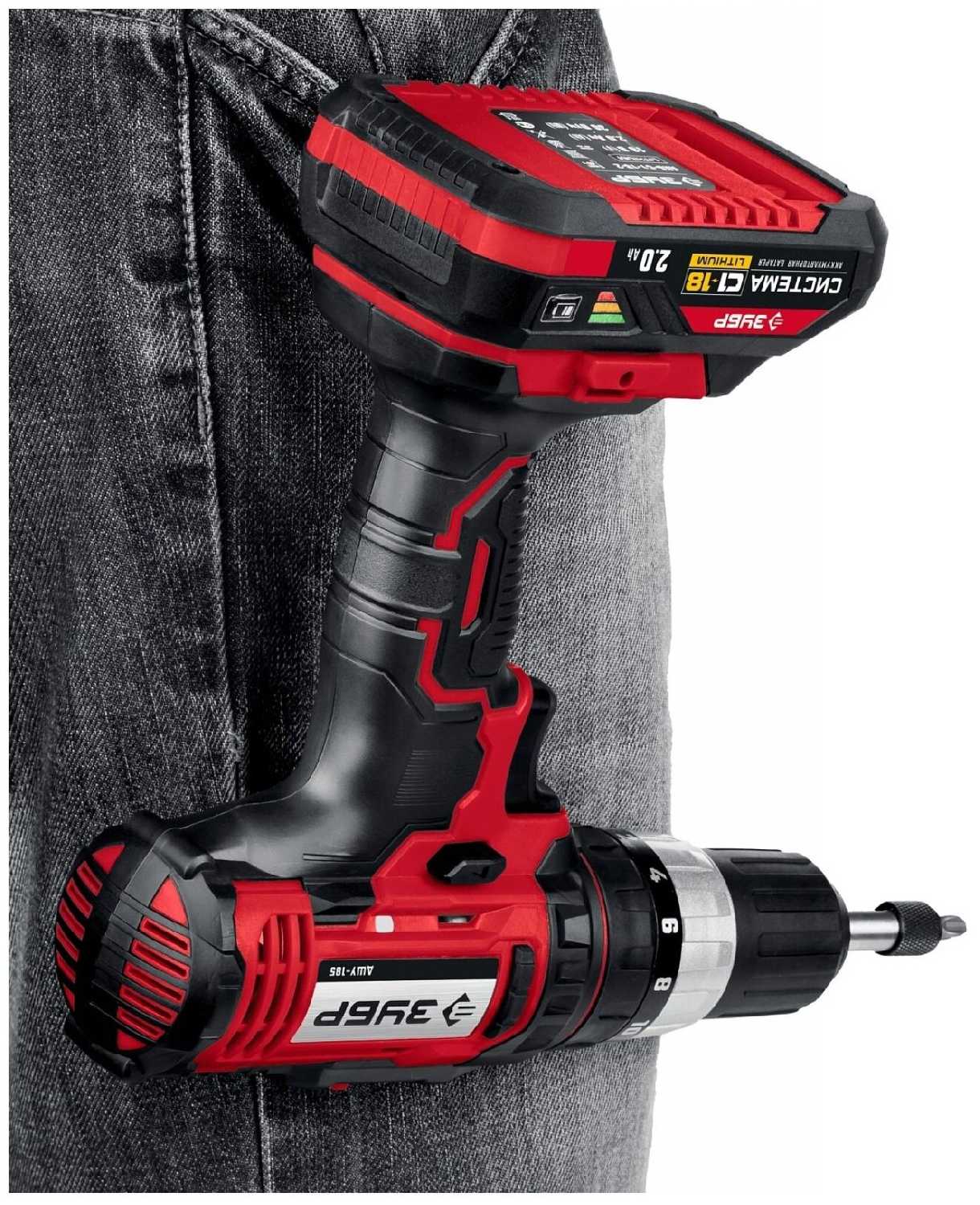 Аккумуляторная дрель-шуруповерт ЗУБР ДШЛ-185-22 фотография 2