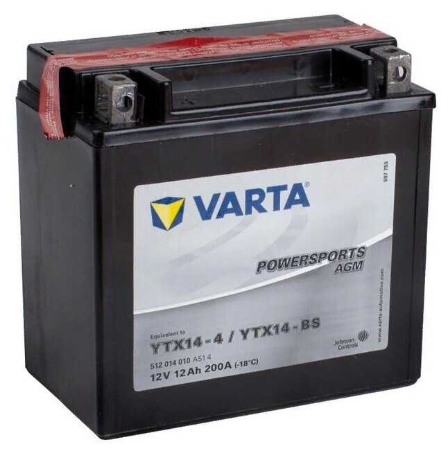 Мото аккумулятор VARTA Powersports AGM, 512 014 010 фотография 1