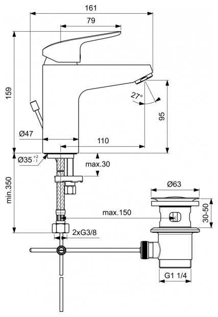 Смеситель для раковины (умывальника) Ideal STANDARD Ceraflex B 1713 AA, рычажный фотография 1