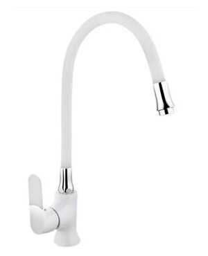 Смеситель для кухни MATRIX SMF-323317/WT-WT (излив белый гибкий силиконовый) накладка на ручку 5 цветов