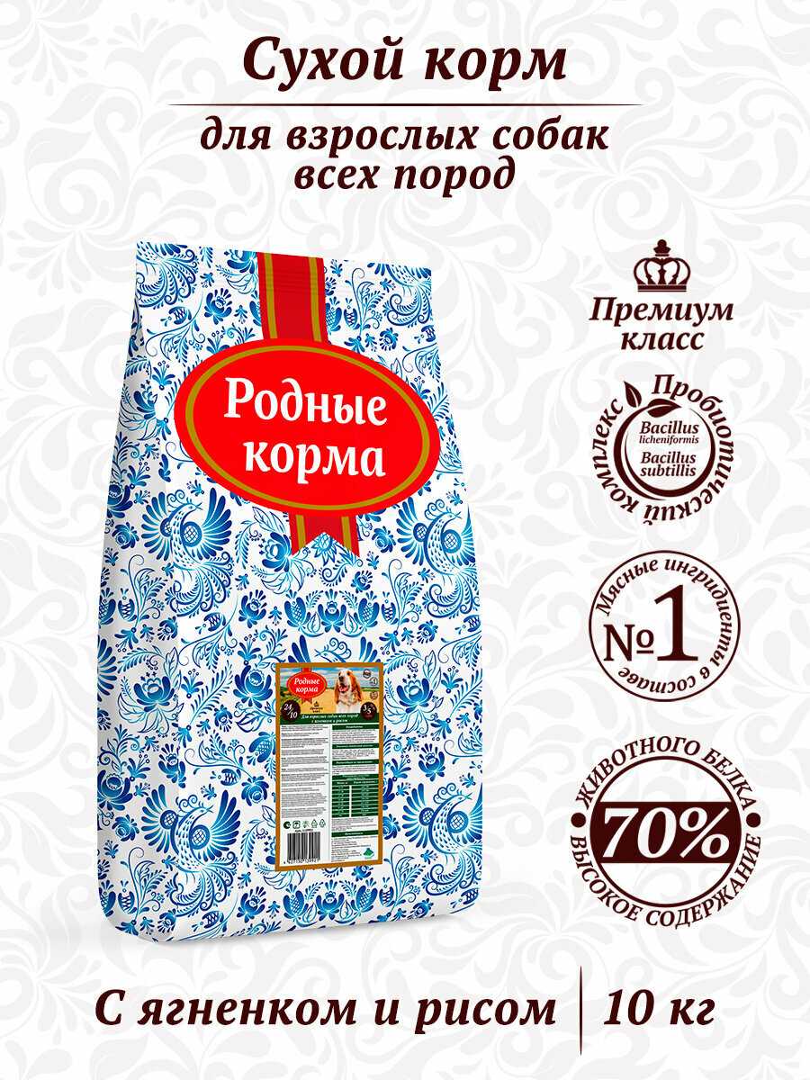 Корм для собак Родные корма При чувствительном пищеварении, ягненок, с рисом