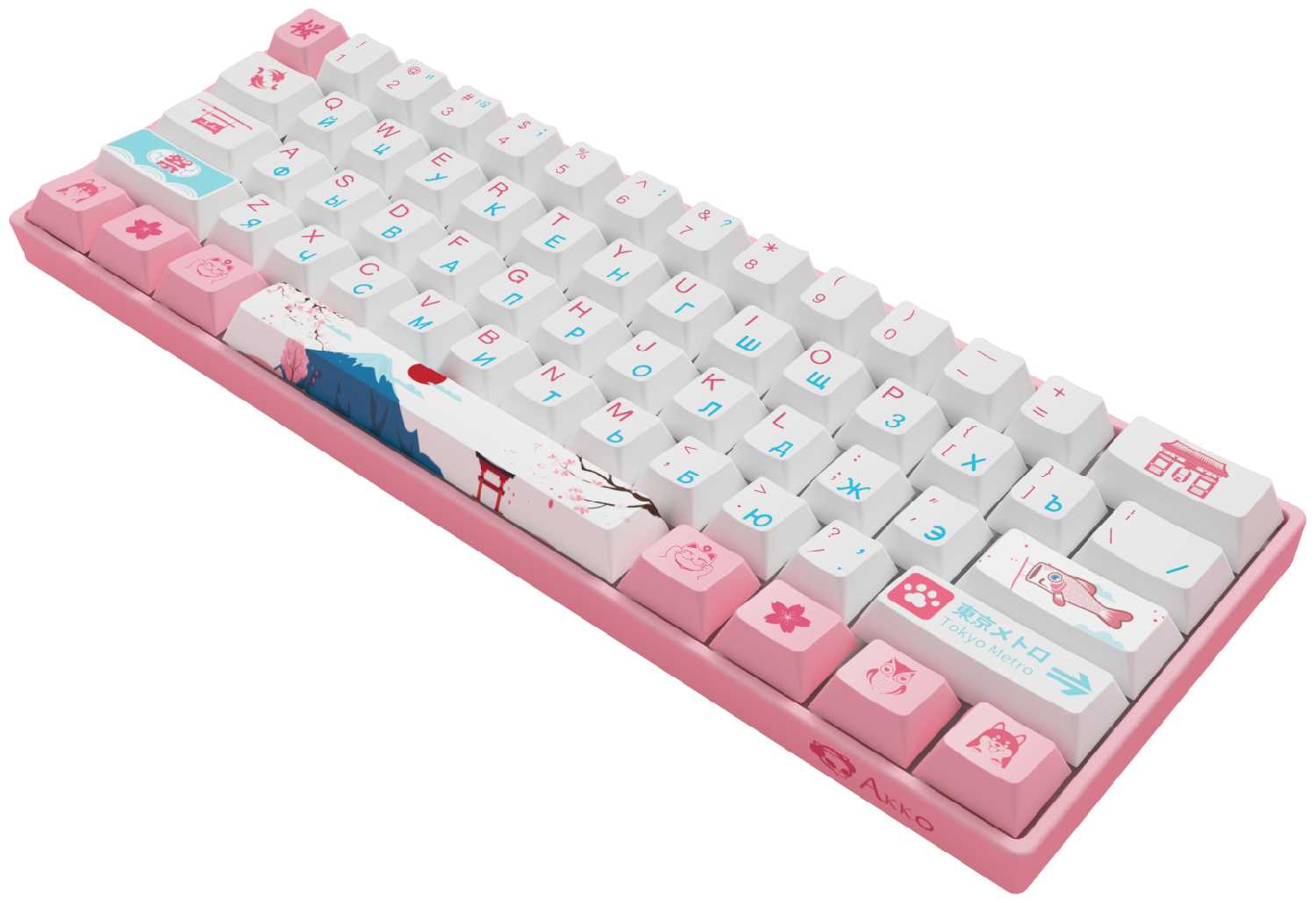 Игровая механическая клавиатура AKKO 3061 World Tour Tokyo R2 (Rus), CS Gateron Pink фотография 6