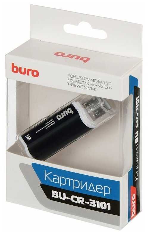 Устройство чтения карт памяти USB2.0 Buro BU-CR-3101, черный фотография 4