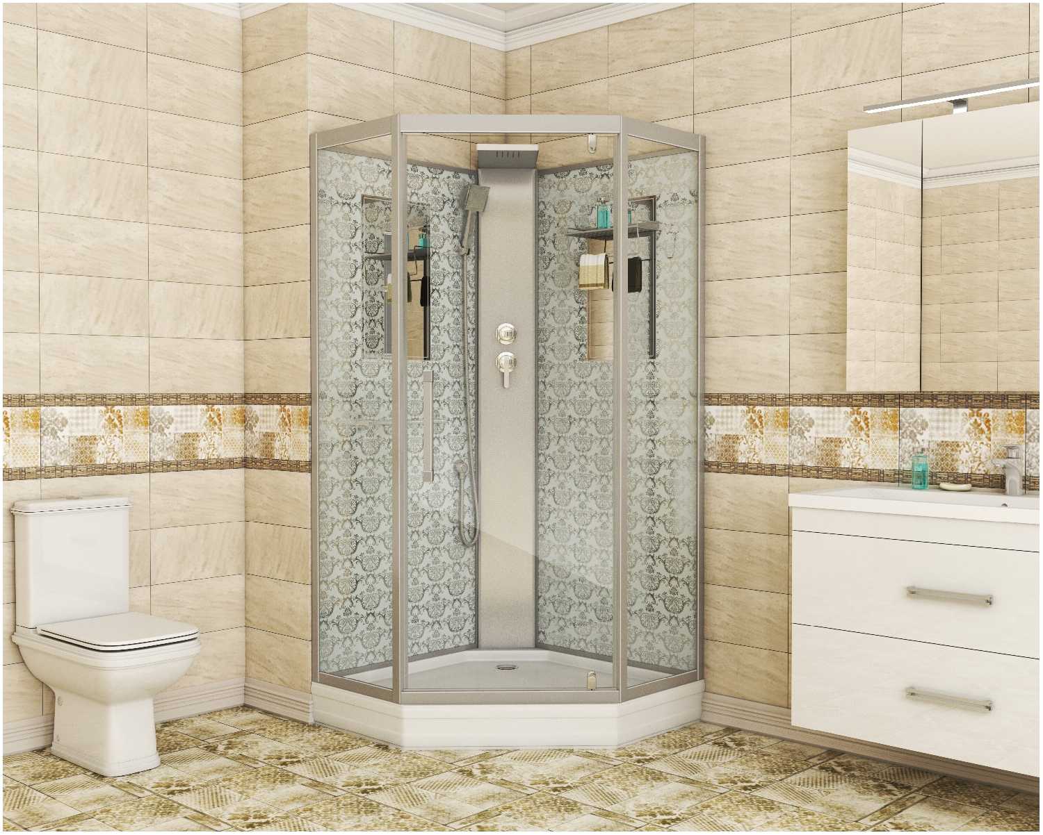 Душевая кабина Niagara Luxe NG-7717 BK низкий поддон 100см*100см фотография 5