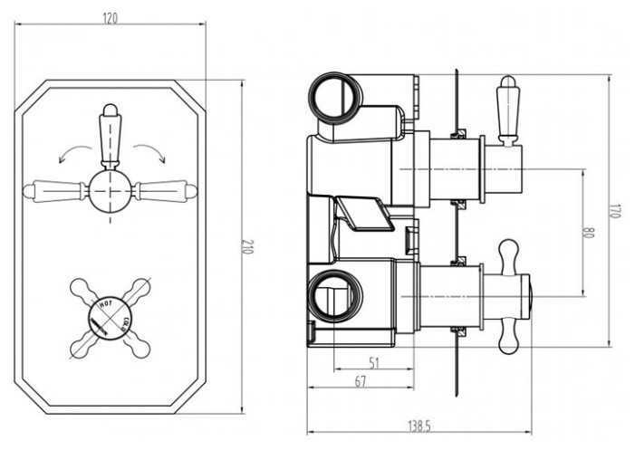 Термостат для душа CEZARES Bohemia VDIM-T-01-Bi, рычажный фотография 1