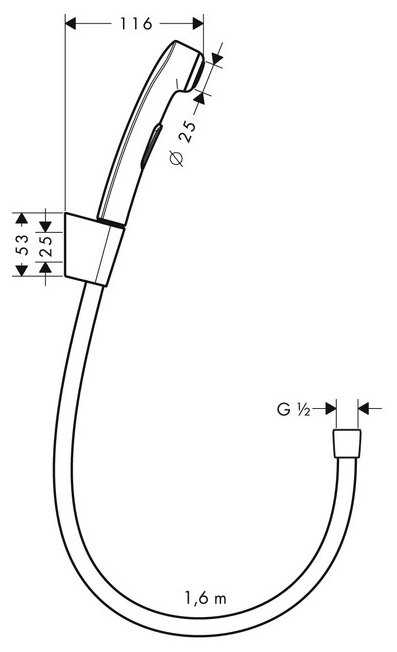 Гигиенический душ hansgrohe 32128000, хром фотография 1