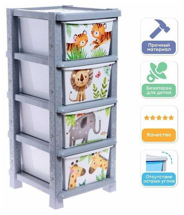 Бельевой комод Соломон Веселый зоопарк (4 секции) фотография 6