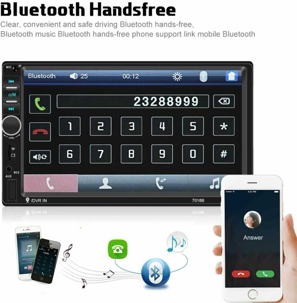 Bluetooth 2din магнитола Datsun Магнитола (7018b) фотография 12