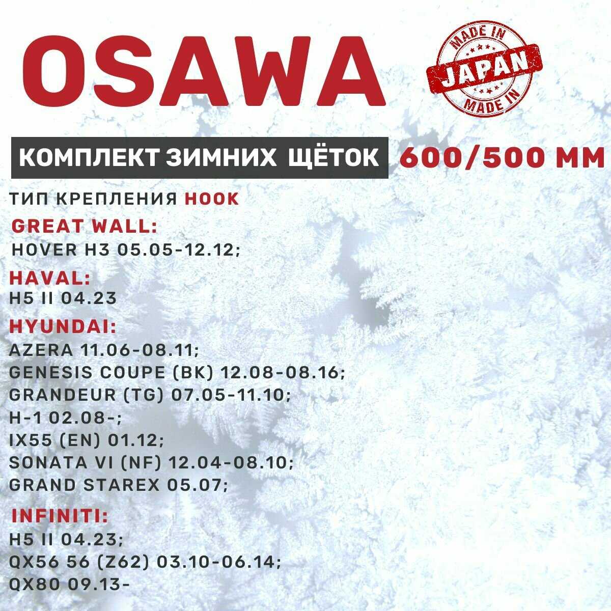 Комплект щеток стеклоочистителя Osawa Комплект зимних щеток стеклоочистителя (600 мм и 500 мм) фотография 1