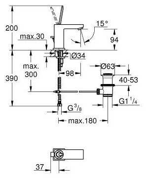 Смеситель для раковины (умывальника) Grohe Eurocube Joy 23654000, рычажный фотография 1