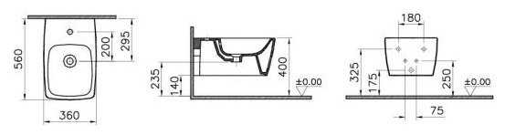 Биде подвесное VitrA Metropole 5675B003-0288 с горизонтальным выпуском фотография 1