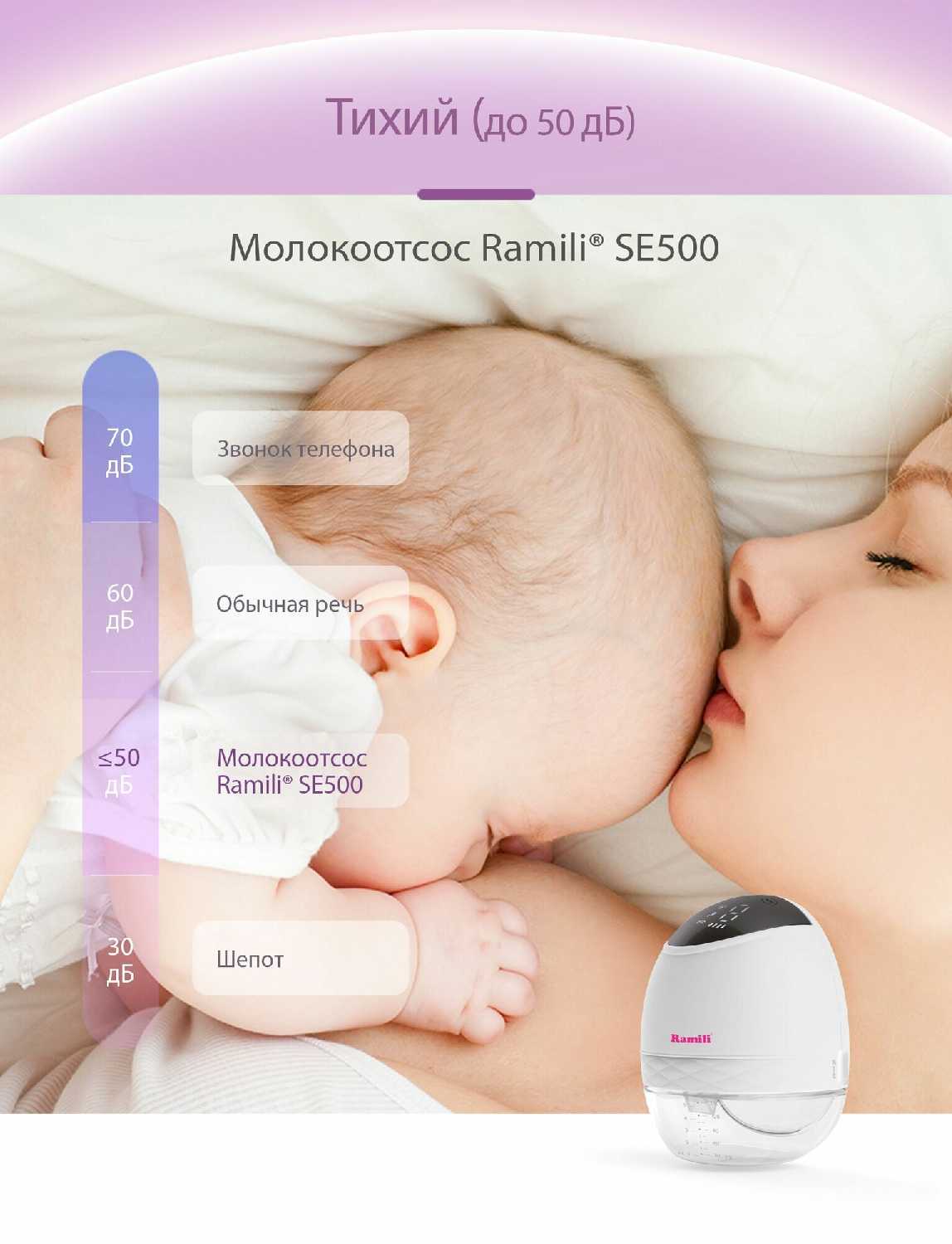 Двухфазный электрический молокоотсос Ramili SE500 с бутылочкой фотография 5