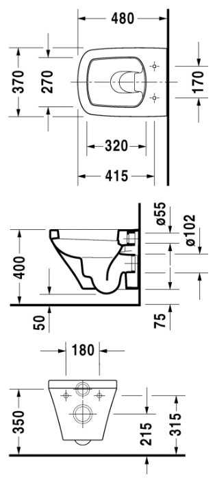 Чаша унитаза подвесная DURAVIT DuraStyle 253909 с горизонтальным выпуском фотография 1
