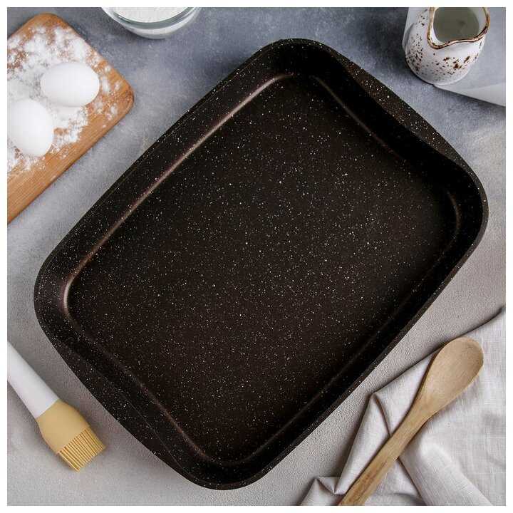 Противень, 40×29,5×5 см, антипригарное покрытие, цвет кофейный мрамор фотография 1