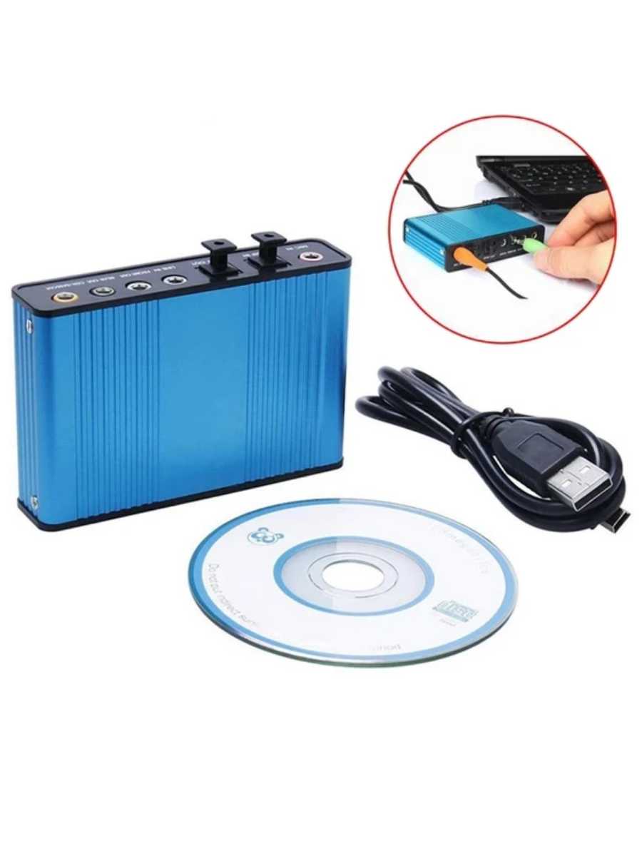 Профессиональная звуковая карта USB 6-канальная 5,1 оптическая внешняя (CM6206) фотография 5