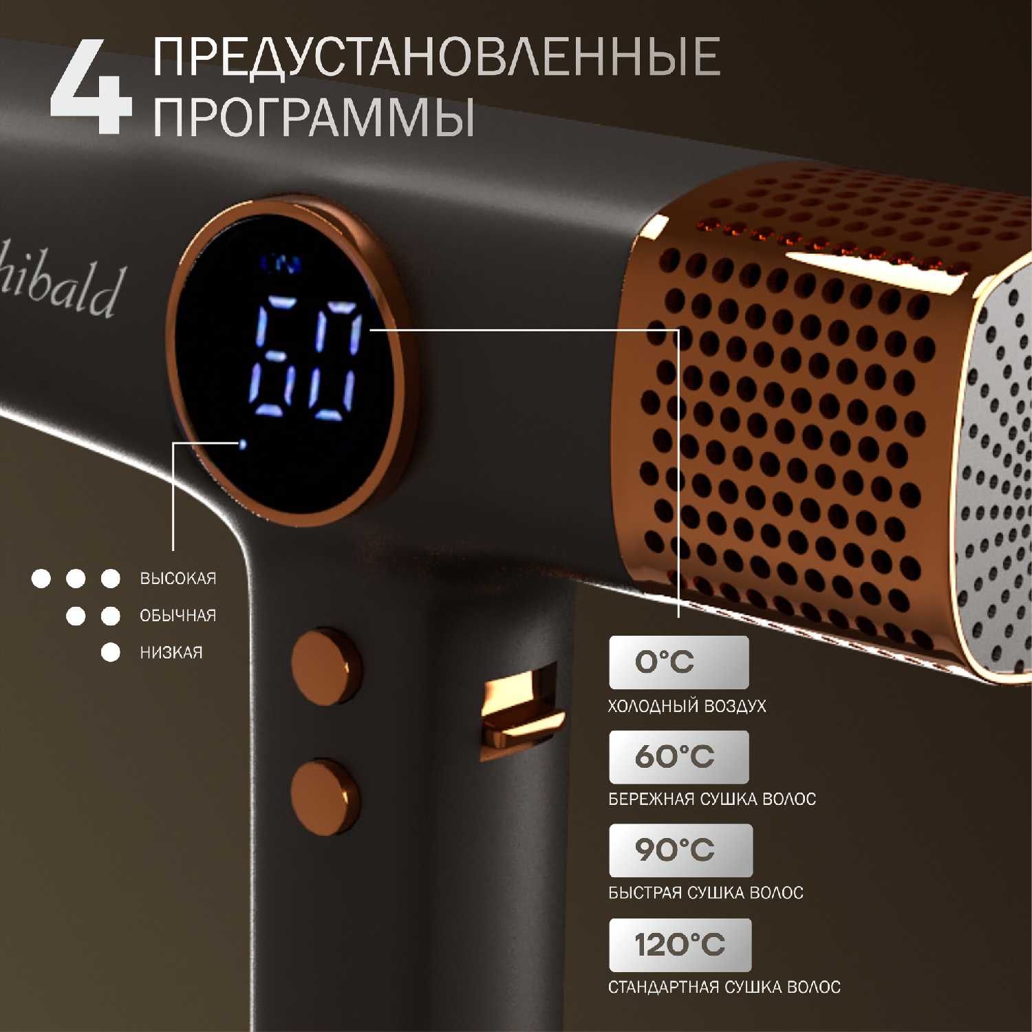 Фен-стайлер Archibald Фен-стайлер для волос Archibald F06 фотография 3