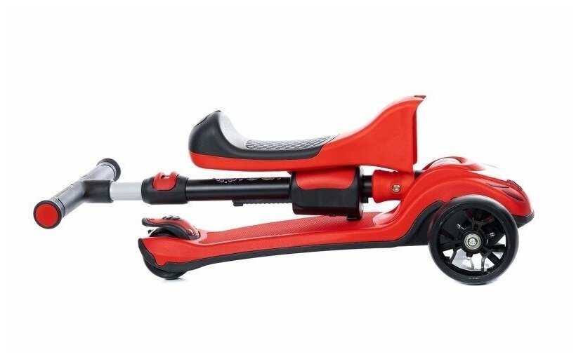 Самокат-беговел 3 в 1 Scooter Micar Transformer складной со светящимися колесами, сиденьем и родительской ручкой фотография 5