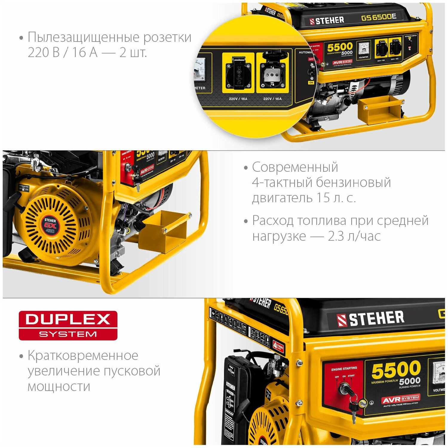 Бензиновый генератор STEHER GS-6500Е фотография 4