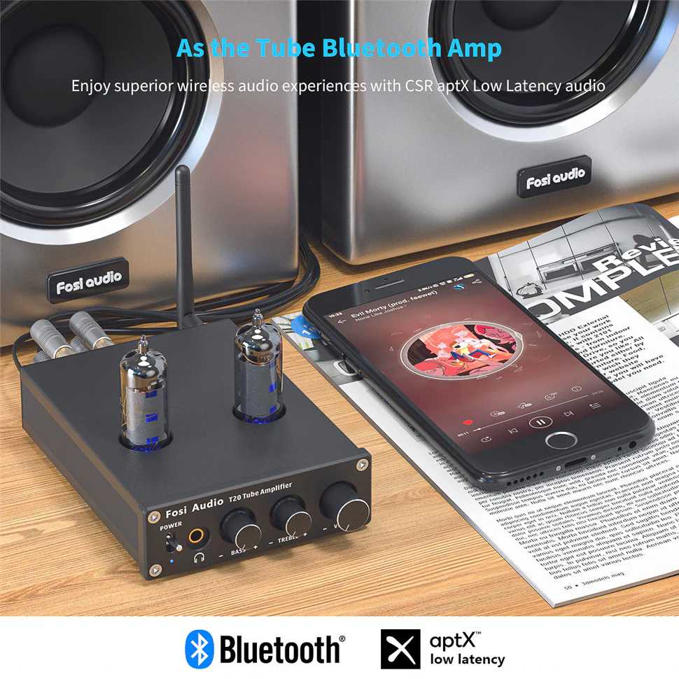 Ламповый усилитель Fosi Audio T20 AptX-HD Bluetooth фотография 2