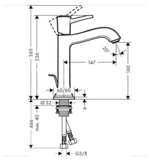 Смеситель для раковины (умывальника) hansgrohe Metropol Classic 31302090, рычажный фотография 1