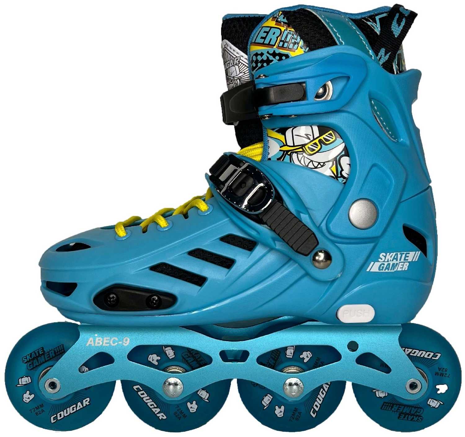 Детские раздвижные роликовые коньки для фрискейта размер L (39-42) голубые