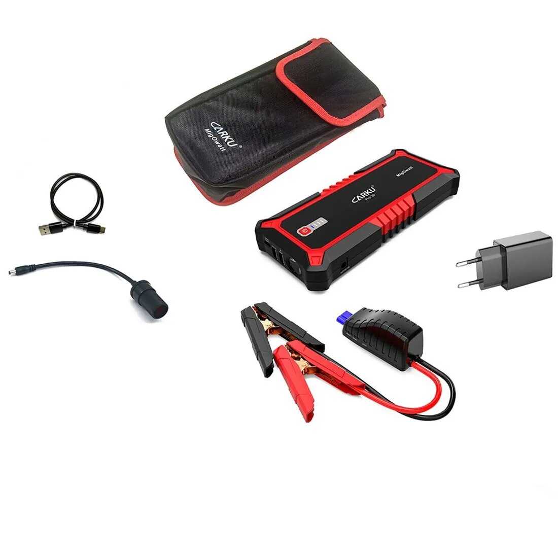 CARKU PRO-60 Пуско-Зарядное устройство с фонарем, аккумулятором Power Bank. для автомобиля, ПЗУ, джамп стартер, пускач, jump starter, зарядник автомобильный фотография 5