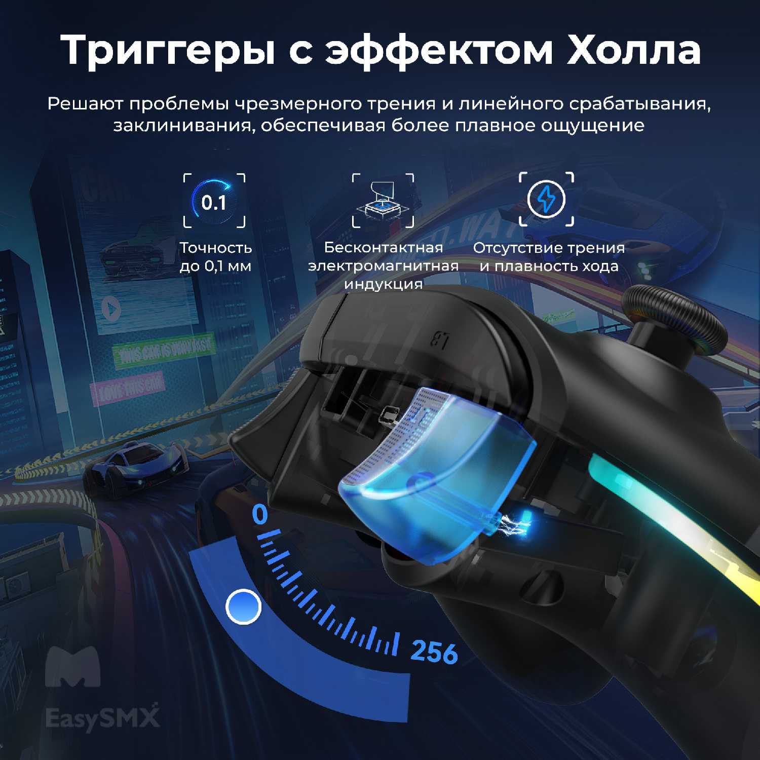 Беспроводной геймпад EasySMX X15 с RGB подсветкой / датчики Холла на триггерах/стиках (VG-C448) фотография 4