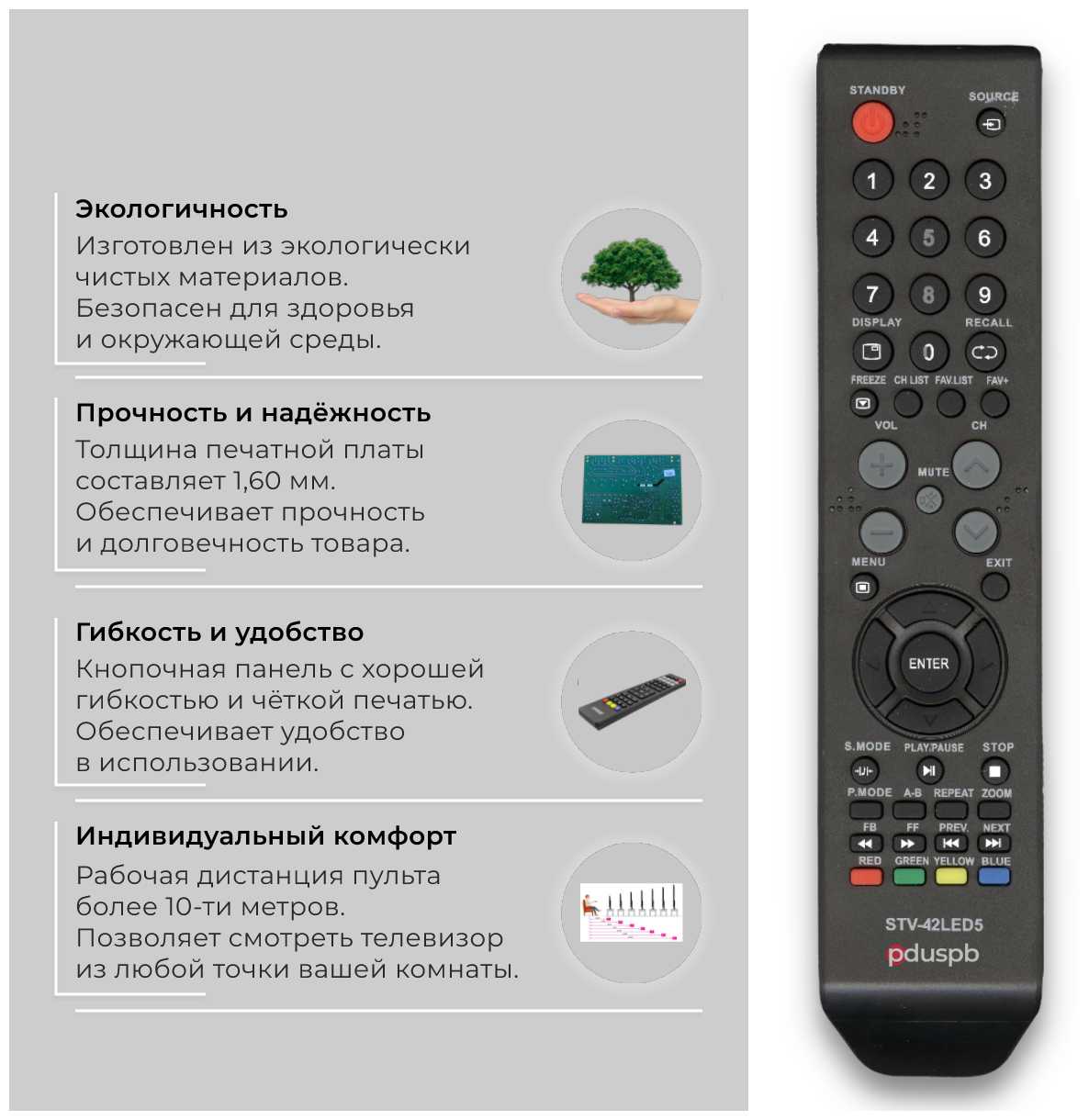 Пульт PDUSPB STV-42LED5 для телевизора Shivaki / Telefunken TF-LED32S26 фотография 1