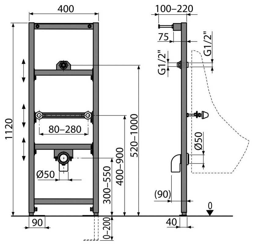 Рамная инсталляция Alcadrain A107/1120 фотография 1