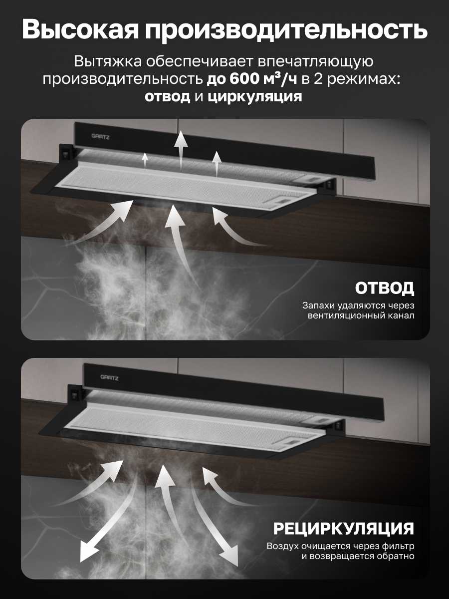 Вытяжка телескопическая GARTZ HBT610B T-air фотография 6