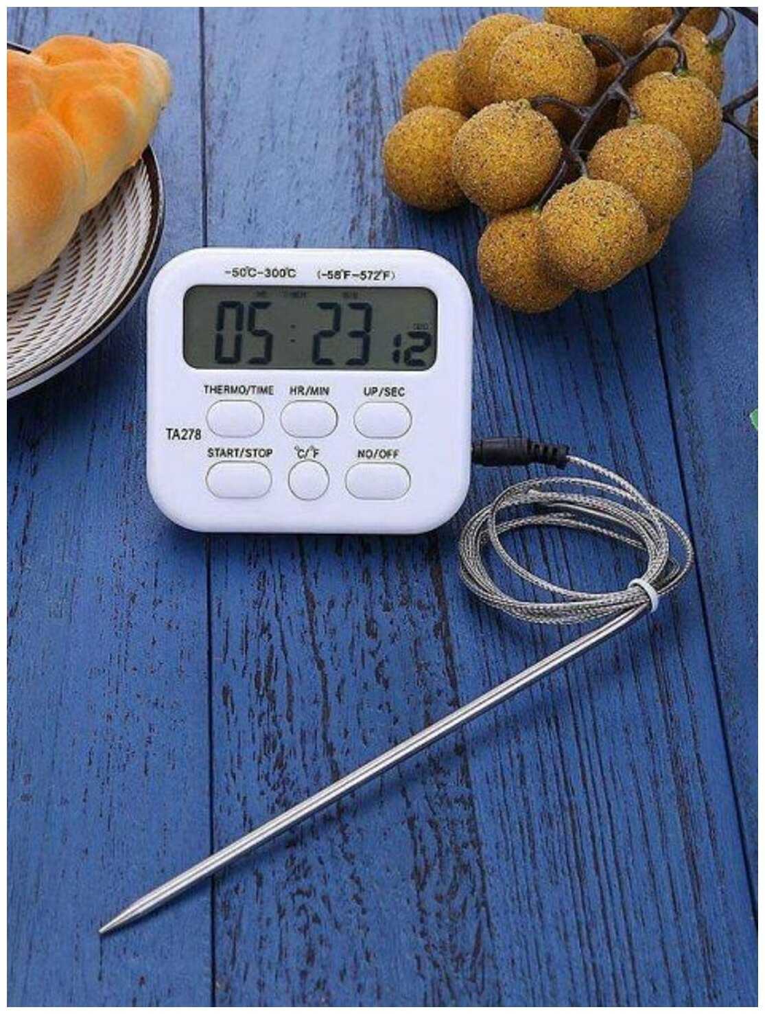 цифровой термометр tpm-10 с выносным датчиком, черный. кулинарный термометр moveek, с щупом 17 см. термометр щуп ta278 цифровой. кухонный термометр tp700. термометр тр-700.