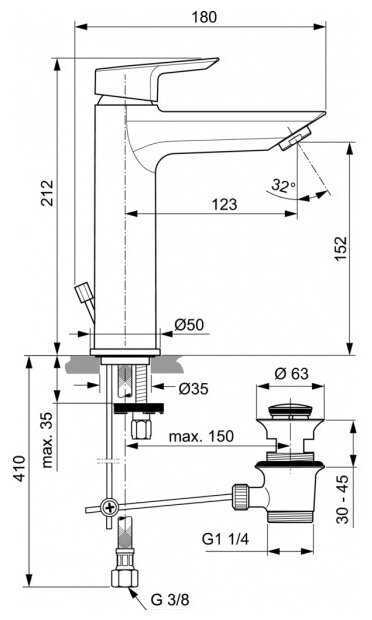 Смеситель для раковины (умывальника) Ideal STANDARD Tesi A 6563 AA, рычажный фотография 1