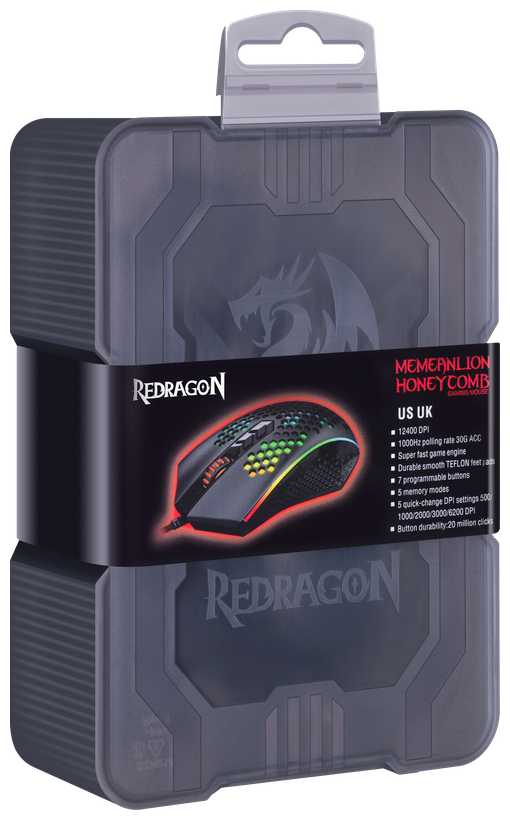 Игровая мышь компьютерная Redragon Memeanlion honeycomb, 7 кнопок, 12400 dpi фотография 10