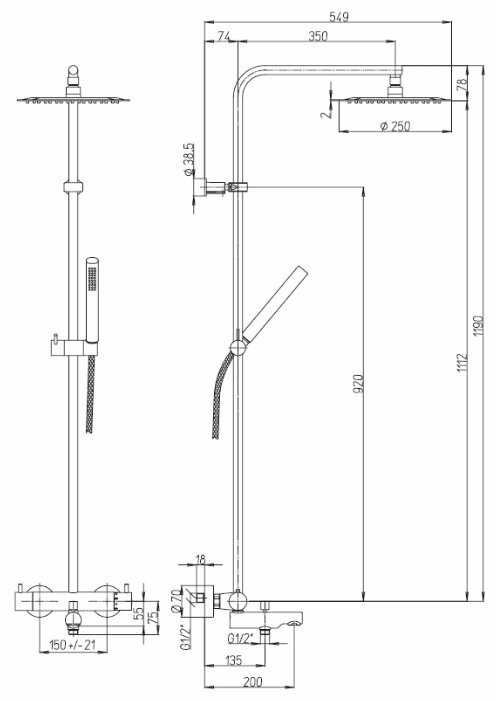 Душевая стойка Paini Cox 78CR687TH, хром фотография 1