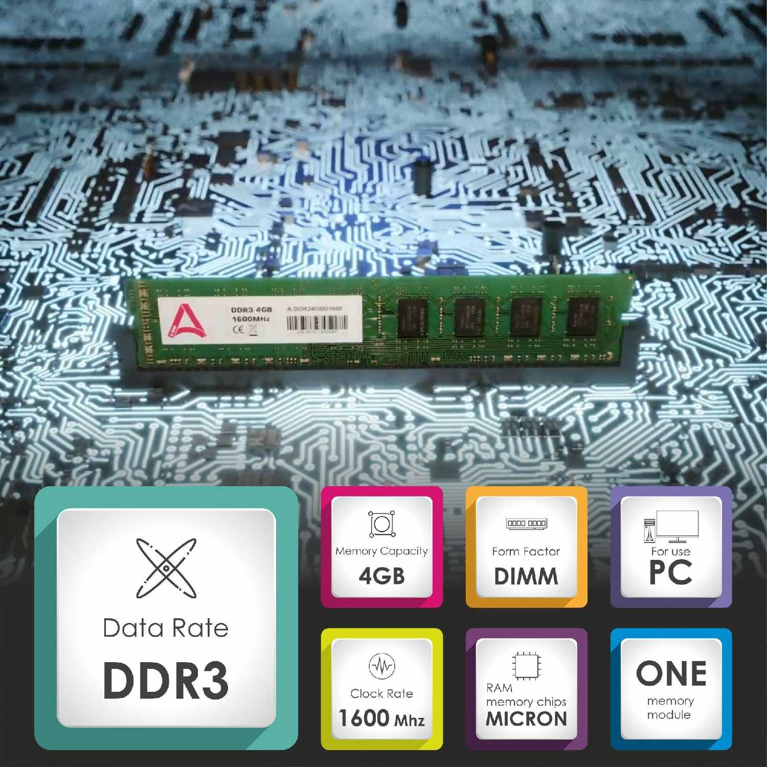 Модуль оперативной памяти DDR3 4GB 1600 МГц DIMM