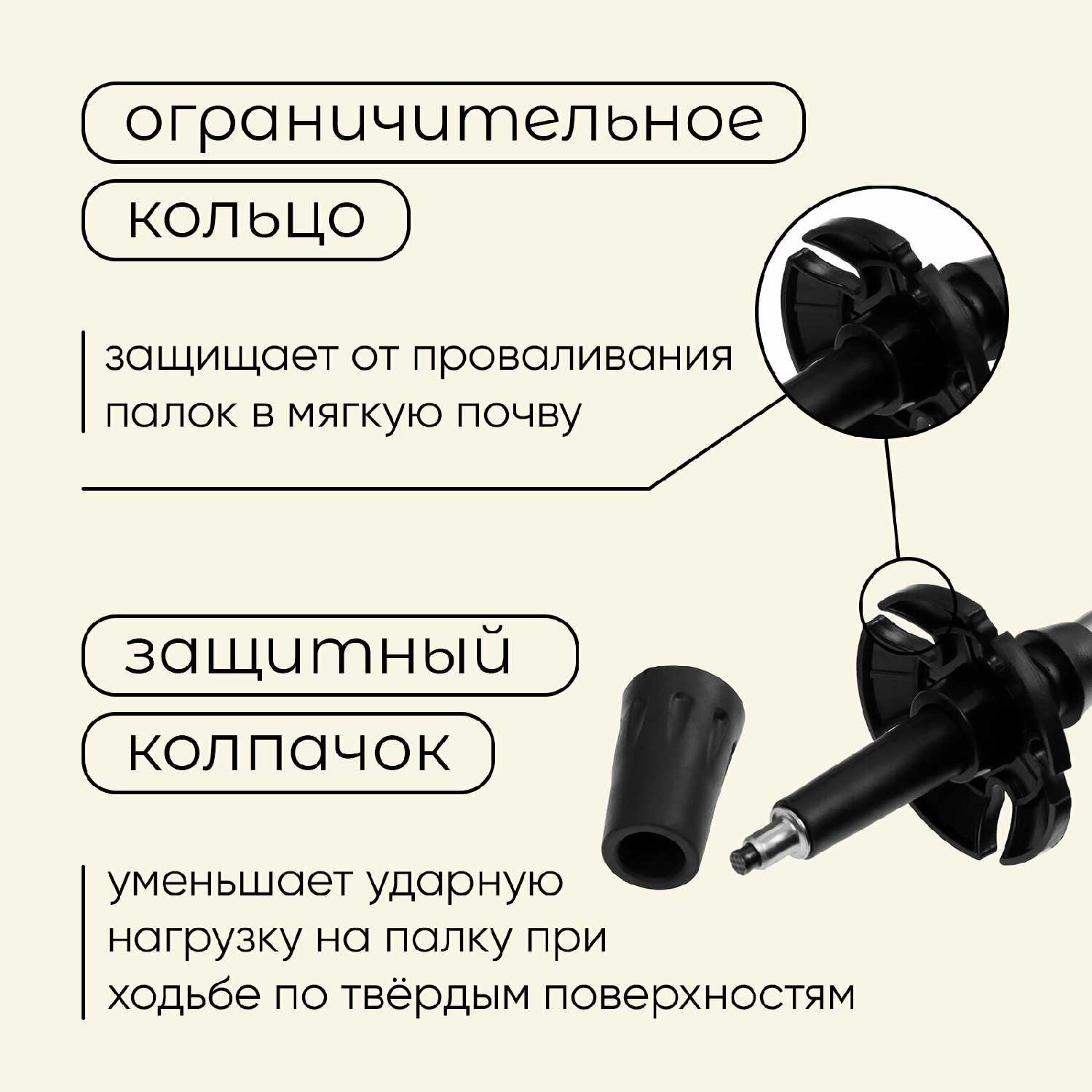 Палка треккинговая Maclay Палка треккинговая (3-х секционная, до 135 см) фотография 12