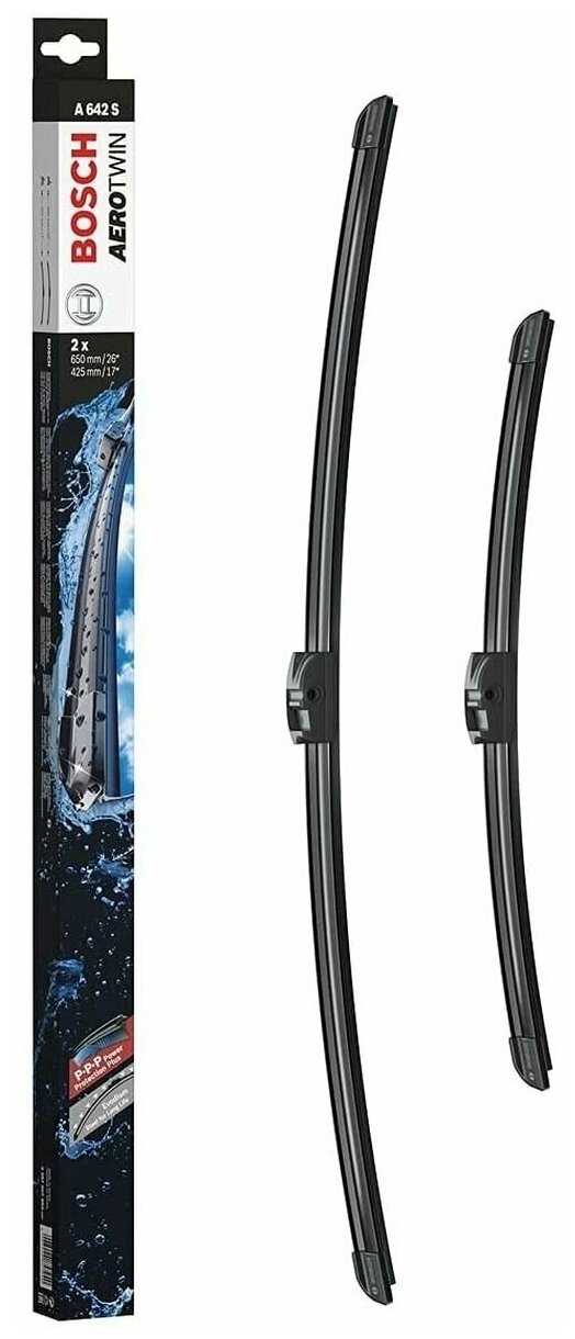 Щетка стеклоочистителя бескаркасная Bosch Aerotwin A642S, 2 шт. фотография 16