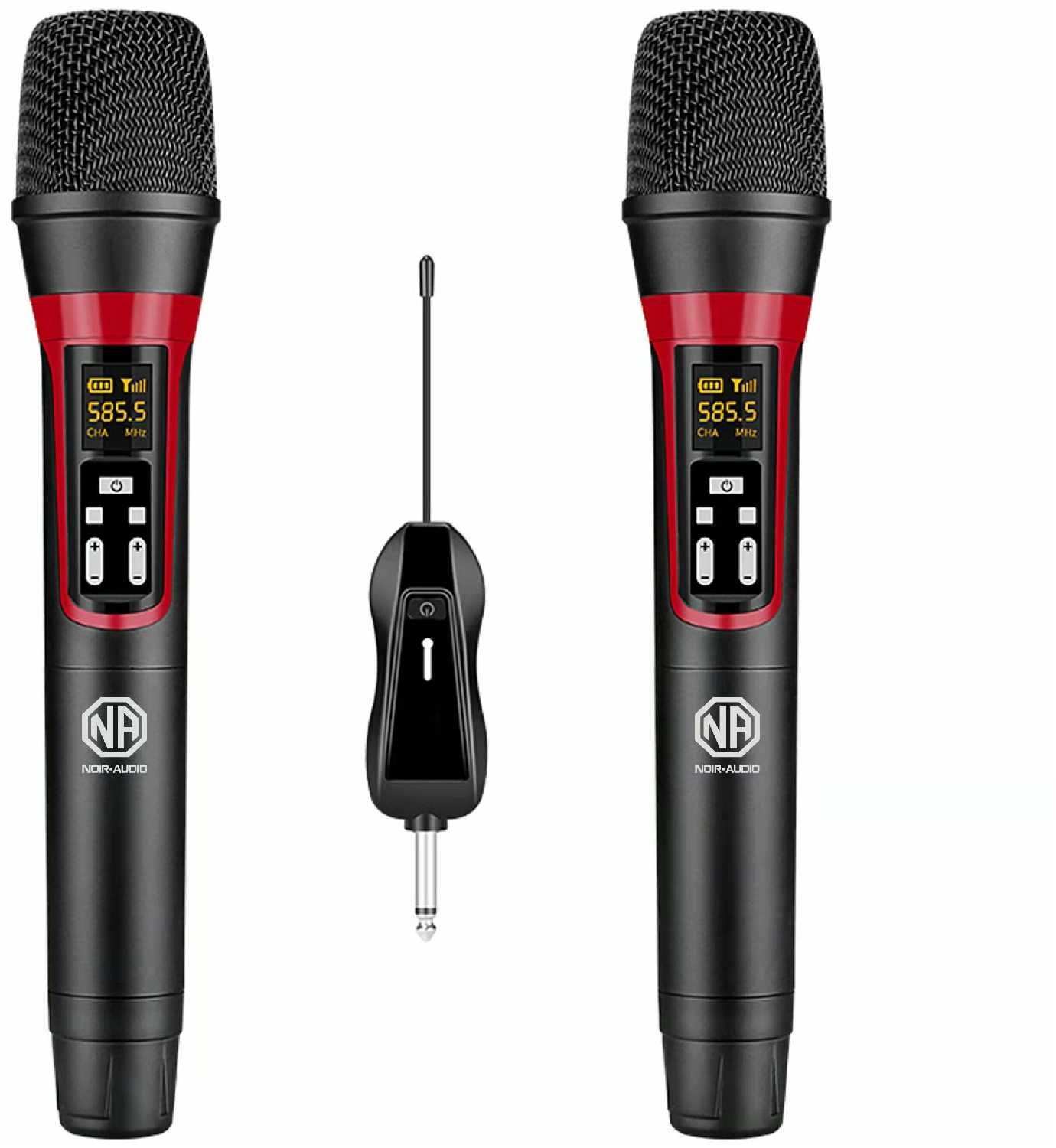 Два беспроводных микрофона для караоке и живого вокала NOIR-audio UR-16 с компактным перезаряжаемым приёмником фотография 1