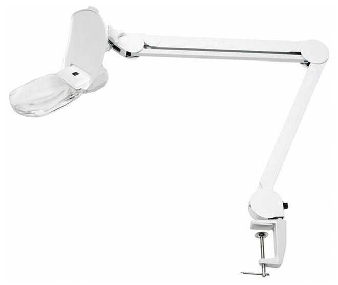 Лампа лупа на струбцине REXANT, квадратная 3D+20D, с подсветкой 6 LED, серия EXPERT, белая фотография 11