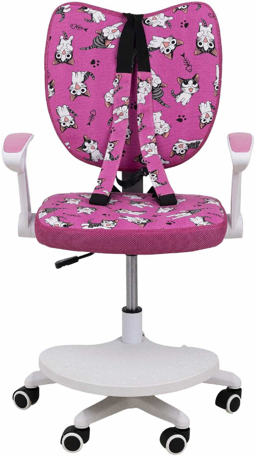 Кресло поворотное детское Catty, фуксия с котятами, ткань фотография 3