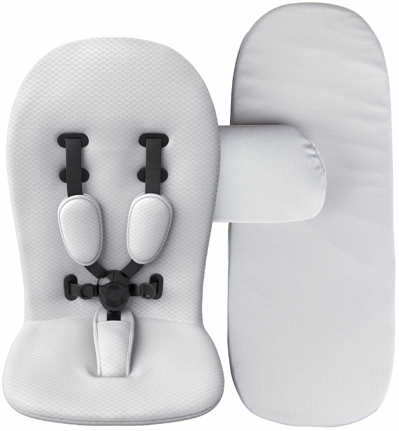 Коляска 2в1 Mima Xari Black на серебристом шасси с матрасиками Stone white фотография 4