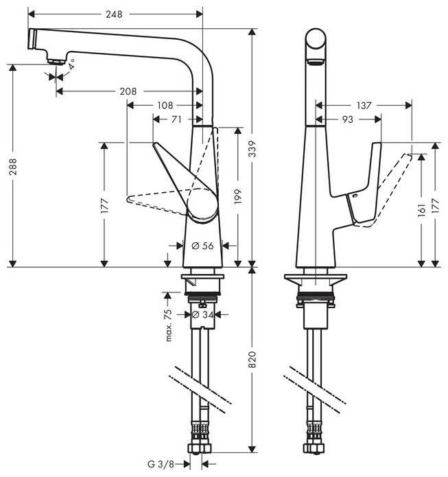 Смеситель для раковины (умывальника) hansgrohe Talis Select S 72820000, нажимной фотография 1