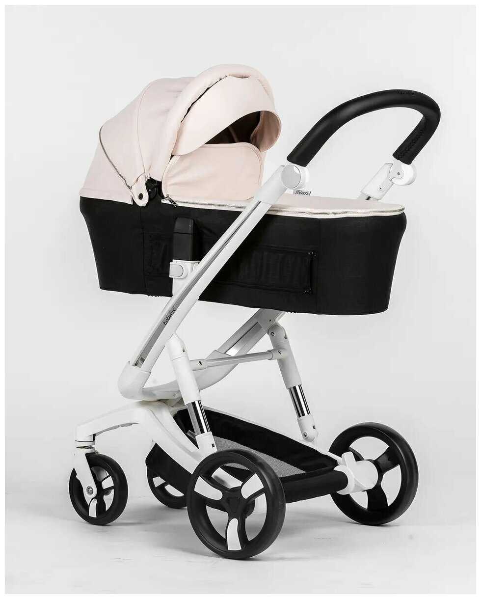 Коляска Babylux Future 2 в 1 White & Pink NEW, черный матрасик фотография 3