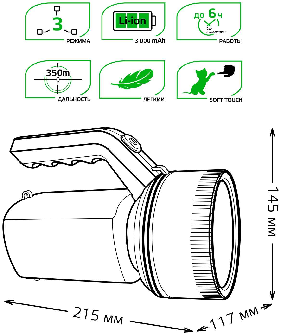 Фонарь прожекторный Gauss модель GFL601 7W 200lm Li-ion 3000mAh LED фотография 8